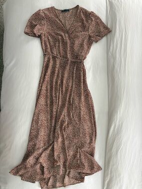 Women's Rust Floral Midi Wrap Dress